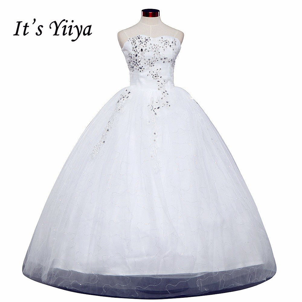 Free shipping white Wedding Dress Bride Princess Lace up Sequins Wedding Frocks Cheap Bridal Ball Gowns Vestidos De Novia HS108