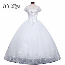 Load image into Gallery viewer, Free shipping White Wedding Ball Gowns Flowers Short Sleeves Cheap Princess Vestidos De Novia Wedding Frock Bride Dress HS233
