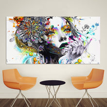 Load image into Gallery viewer, HDARTISAN Modern Canvas Art Girl With FLowers Wall Pictures For Living Room Modular Pictures Home Decor Frameless
