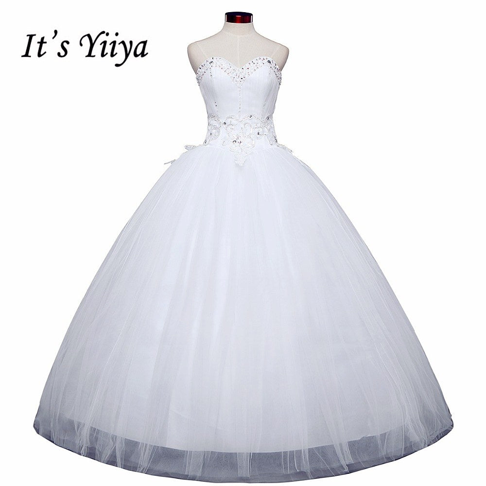 Free shipping cheap white wedding frock lace up princess wedding dress romantic wedding gown dresses Vestidos De Novia H39