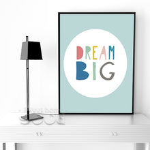 Load image into Gallery viewer, Cartoon Dream Big Quote Canvas Art Print Poster, Nursery Wall Pictures for Child home Decoration, Wall Decor FA14-2
