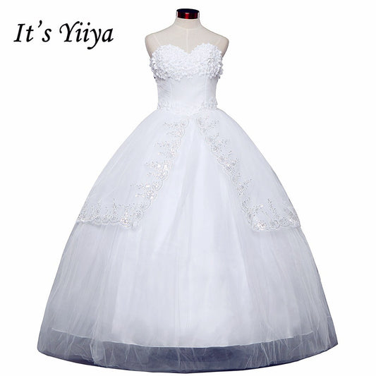 Free shipping fashion white wedding dress cheap wedding gown romantic wedding dresses frock Vestidos De Novia Y611