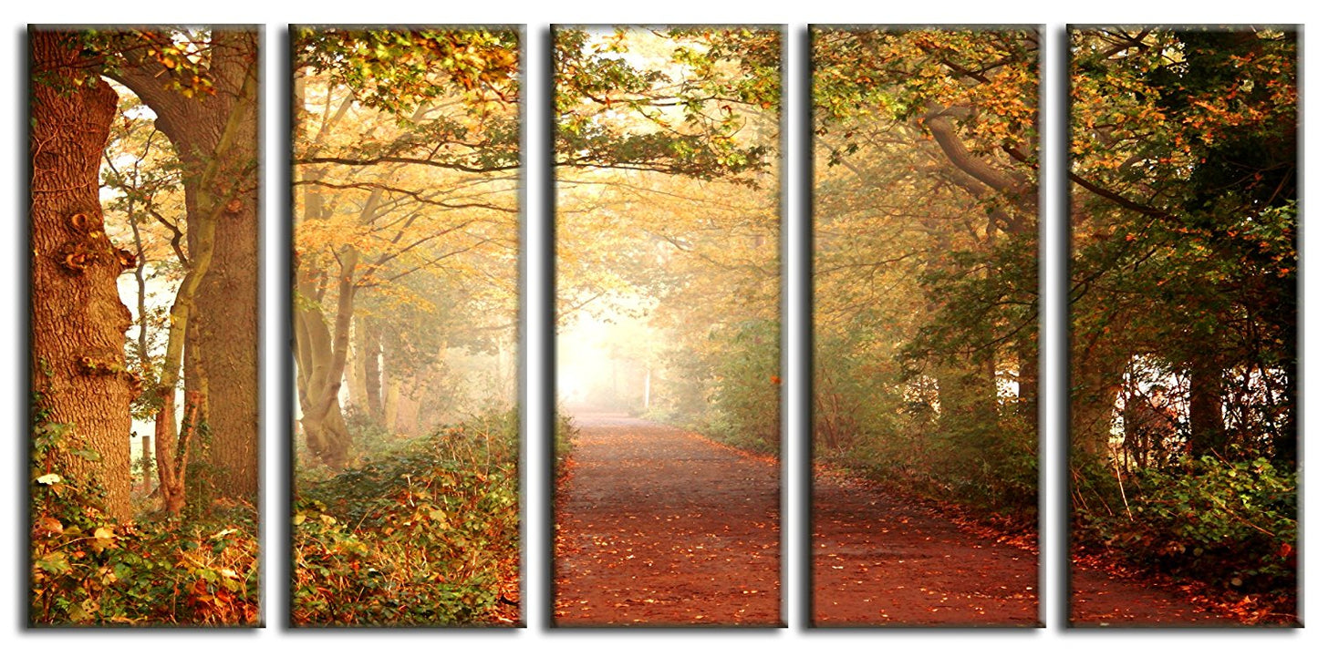 5 Pieces (No Frame) Green Forest Art Modern Scenery Canvas Painting On Canvas Beautiful Woods Landscape Oil Painting By Numbers