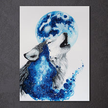 Load image into Gallery viewer, HD Printed 1 Piece Canvas Art Abstract Blue Wolf Painting Framed Modular Wall Pictures for Living Room Free Shipping NY-7063D
