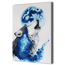 Load image into Gallery viewer, HD Printed 1 Piece Canvas Art Abstract Blue Wolf Painting Framed Modular Wall Pictures for Living Room Free Shipping NY-7063D
