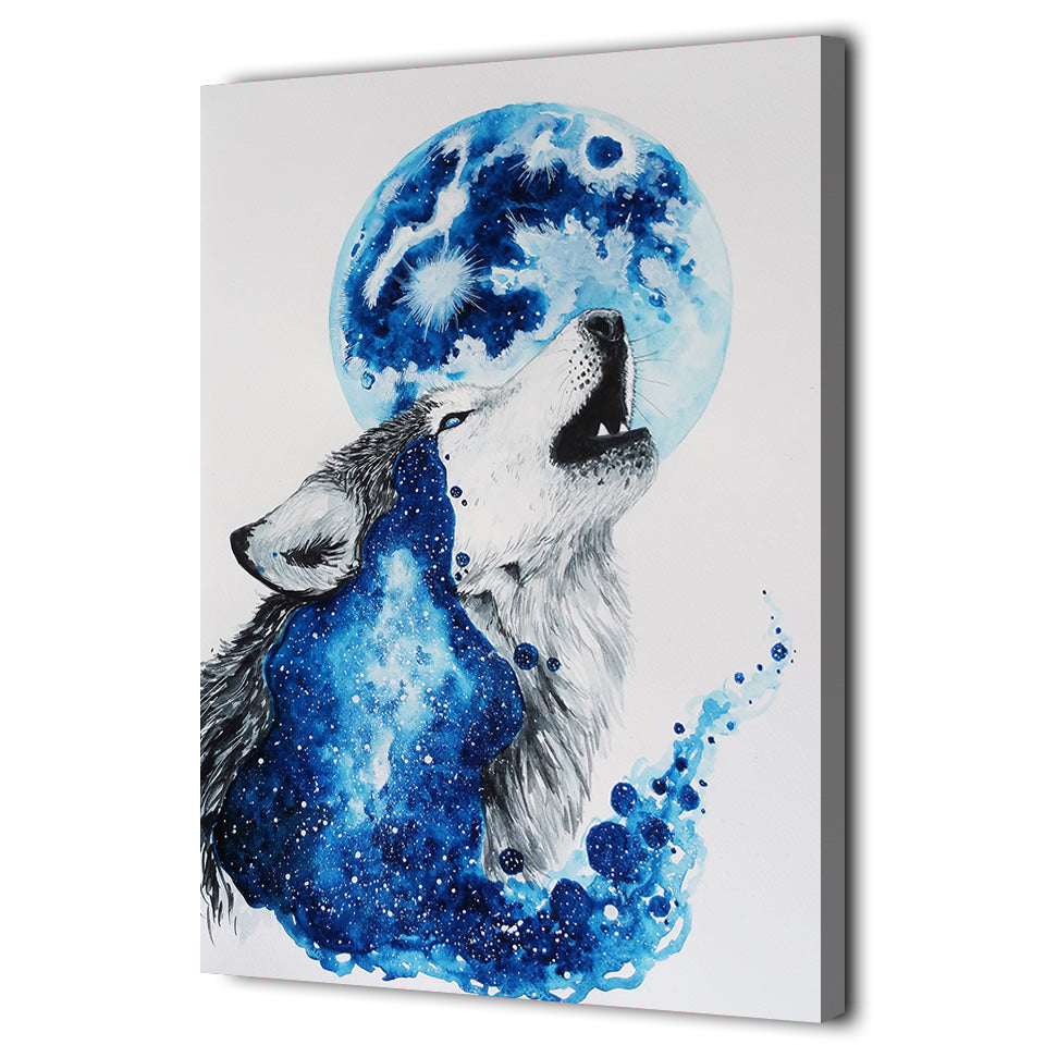 HD Printed 1 Piece Canvas Art Abstract Blue Wolf Painting Framed Modular Wall Pictures for Living Room Free Shipping NY-7063D