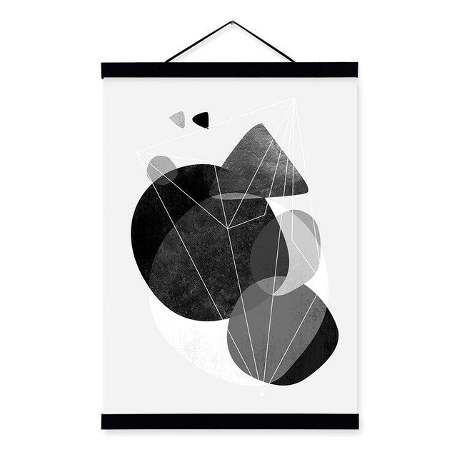 Modern Abstract Geometric Shape Wooden Framed Poster Nordic Living Room Canvas Painting Home Decor Wall Art Print Picture Scroll