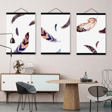 Load image into Gallery viewer, Watercolor Vintage Bird Feather Poster A4 Wood Frame Canvas Painting Modern Nordic Living Room Home Deco Wall Art Picture Scroll
