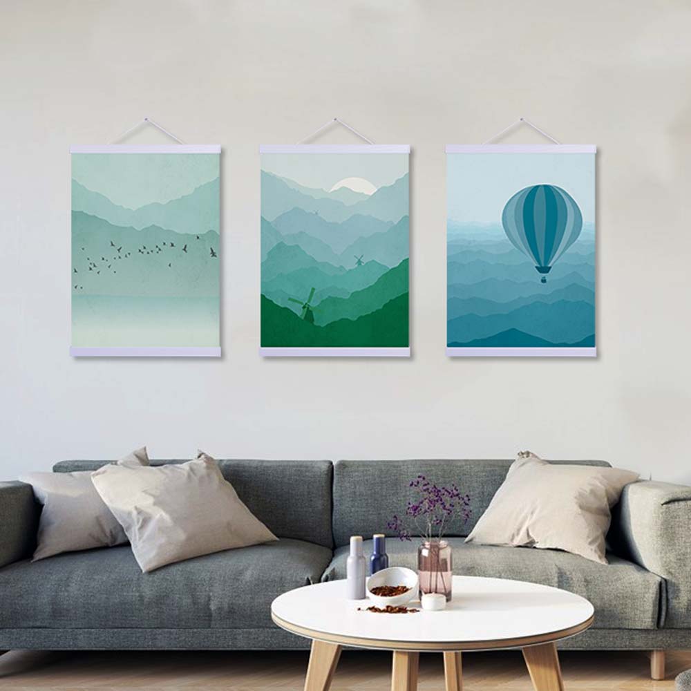 Abstract Landscape Lighthouse Bollon Sun Wooden Framed Canvas Paintings Modern Nordic Home Decor Wall Art Print Pictures Poster