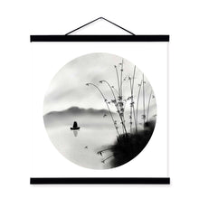 Load image into Gallery viewer, Oriental Chinese Ink Calligraphy Landscape Moutian Floral Wooden Framed Canvas Painting Home Decor Wall Art Print Picture Poster
