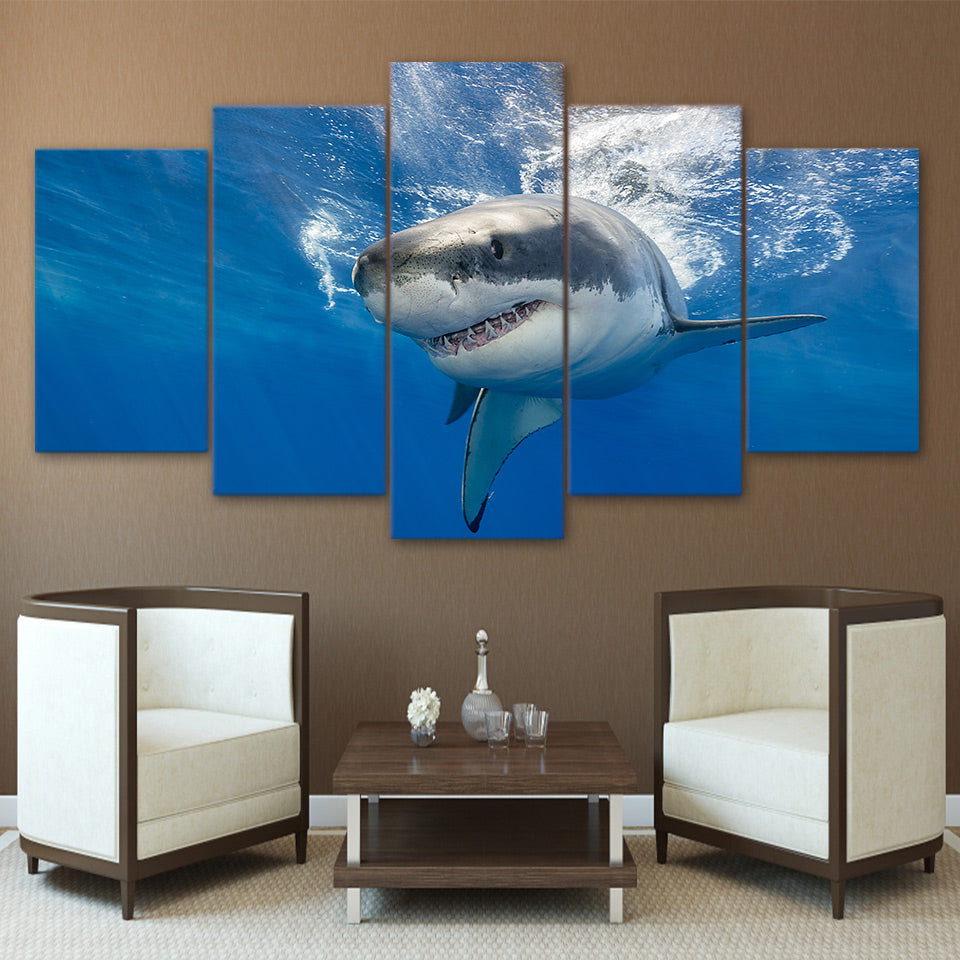 HD Printed 5 Piece Canvas Art Abstract Shark Painting Blue Ocean Large Wall Pictures for Living Room Free Shipping CU-1849C