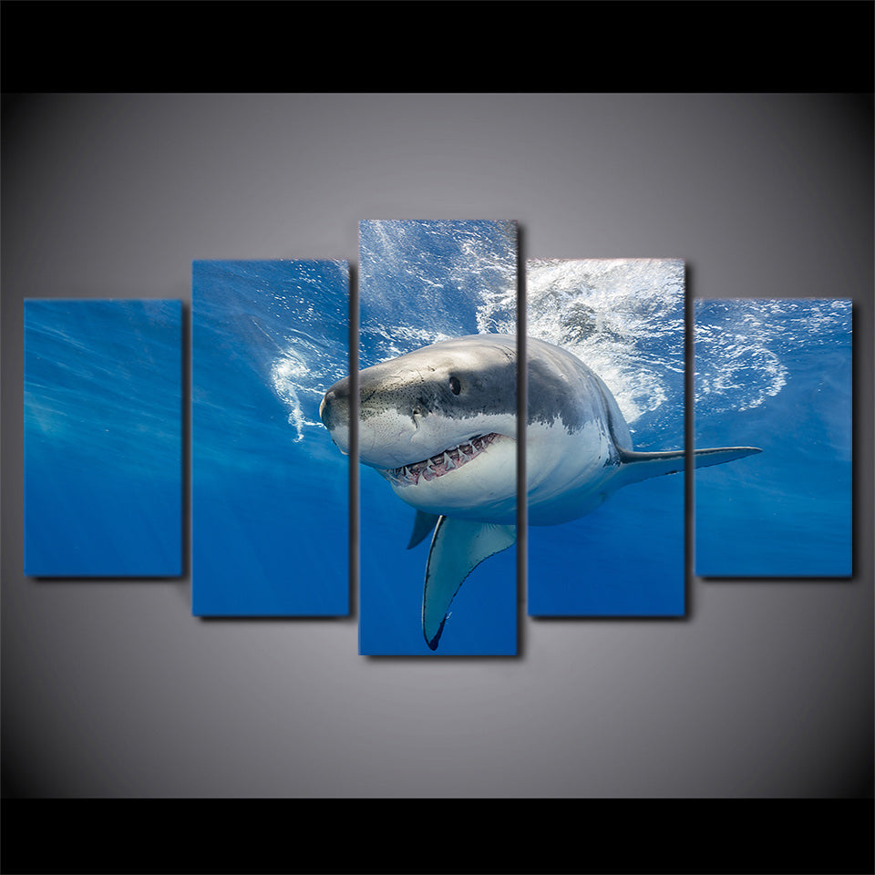 HD Printed 5 Piece Canvas Art Abstract Shark Painting Blue Ocean Large Wall Pictures for Living Room Free Shipping CU-1849C
