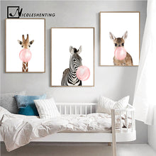 Load image into Gallery viewer, Giraffe Zebra Animal Posters and Prints Canvas Art Painting Wall Art Nursery Decorative Picture Nordic Style Kids Decoration
