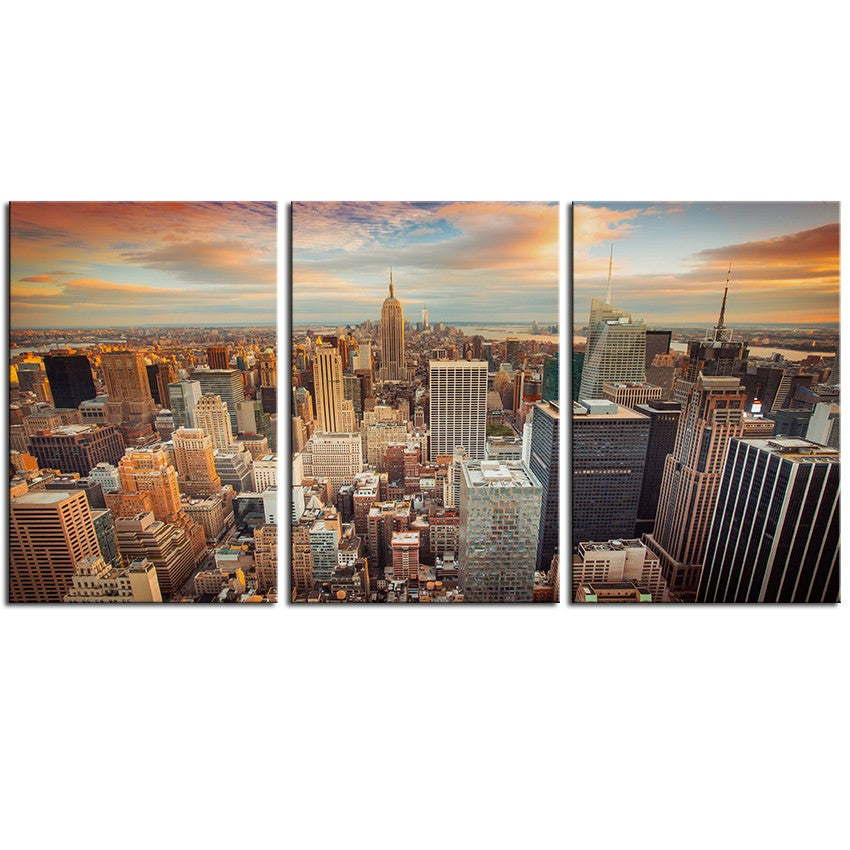 NO FRAME 3pcs new-york-city-seen-sundown Printed Oil Painting On Canvas Oil Painting for Home Decor Wall Decor