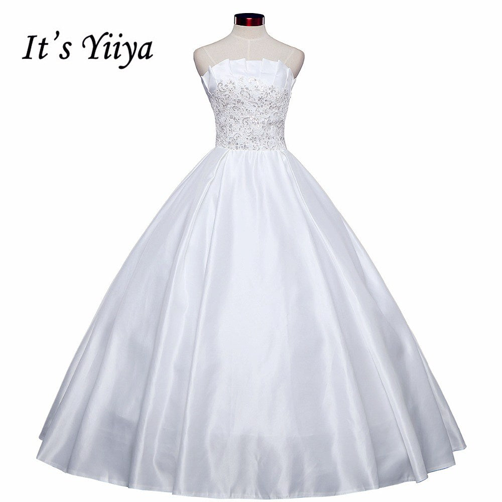 Free shipping 2017 New Ruffles Wedding Dresses Strapless Bow Waist Cheap Bride Frocks Ball Gowns Plus size XXN055