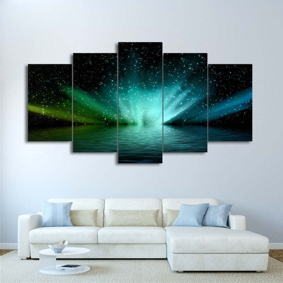 HD Printed 5pc canvas art saurora borealis landscape Painting living room decoration Free shipping/ny-546