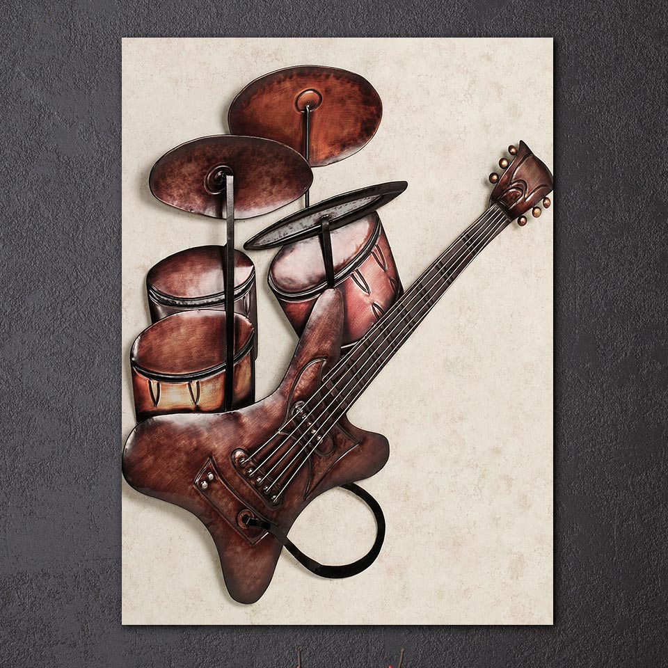 HD Printed 1 Piece Canvas Art Drum Guitar Painting Music Instrument Vintage Wall Pictures for Living Room Free shipping NY-7018D