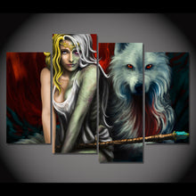 Load image into Gallery viewer, HD Printed 4 Piece Canvas Art Abstract Wolf Woman Painting Wall Pictures for Living Room Framed Modular Free Shipping NY-7030B
