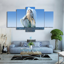 Load image into Gallery viewer, HD Printed 5 Piece Canvas Art Jumping Shark Painting Wall Pictures Decoration Framed Modular Painting Free Shipping CU-1950B
