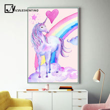 Load image into Gallery viewer, Pink Rainbow Unicorn Posters and Prints Watercolor Pegasus Painting Wall Art Decorative Picture Nordic Style Kids Decoration
