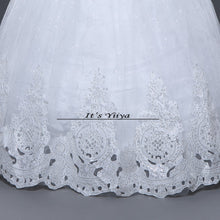 Load image into Gallery viewer, Free shipping Real Photo Lace Sequins Strapless Wedding Dresses White Bling Bride Gowns Custom Made Vestidos De Novia Y1011
