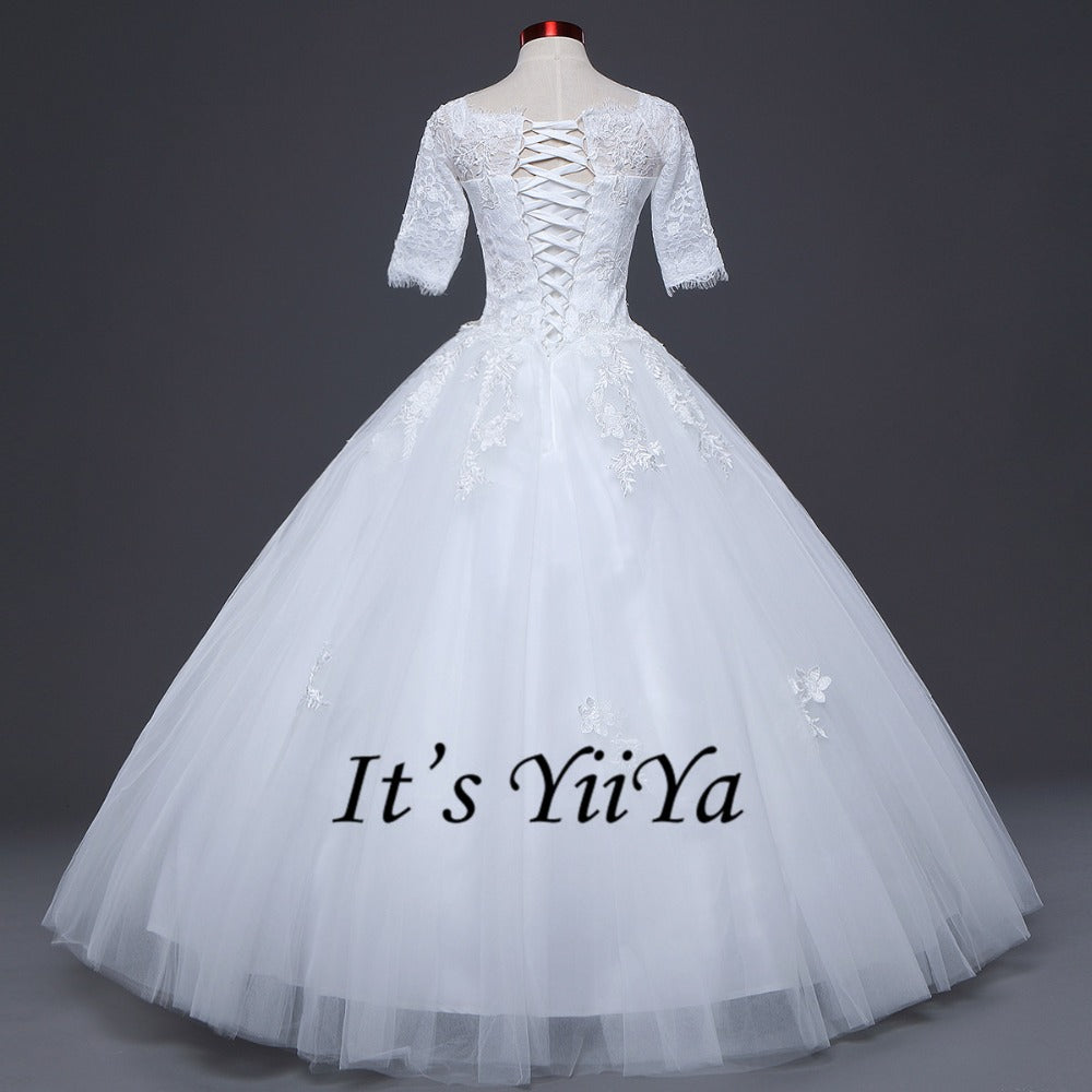 2017 New Free shipping O-neck Wedding Dresses Cheap Ball Gowns Appliques Frocks dress Embroidery Bride Vestidos De Novia IY020
