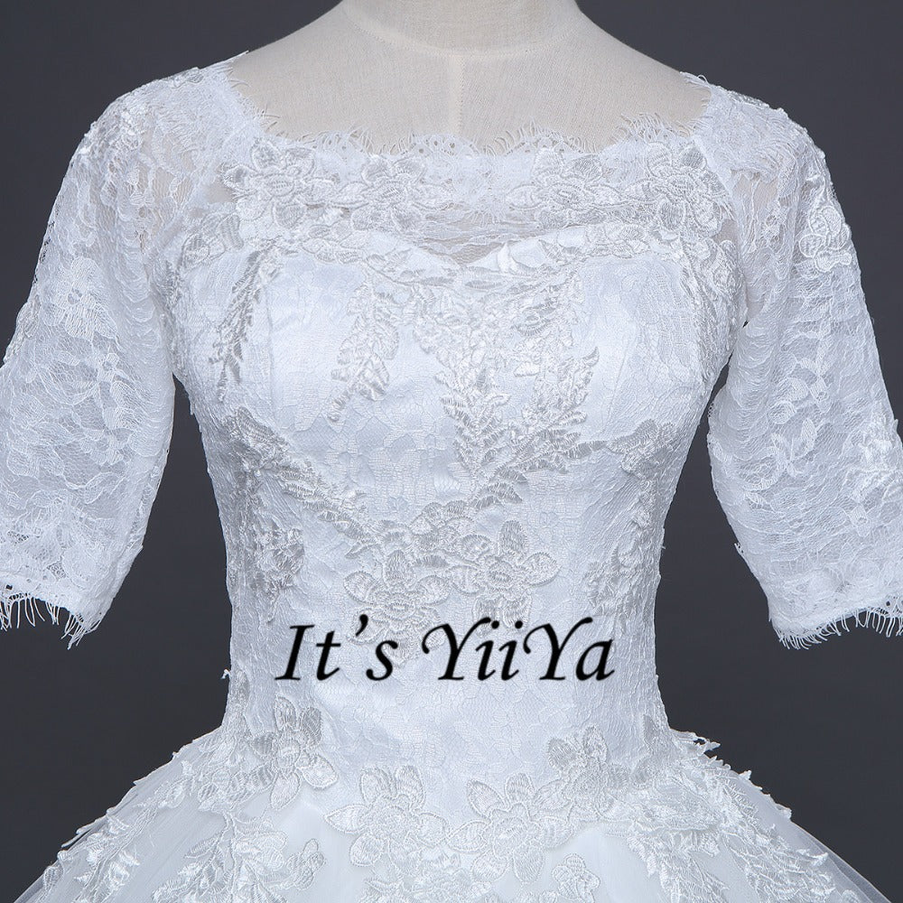 2017 New Free shipping O-neck Wedding Dresses Cheap Ball Gowns Appliques Frocks dress Embroidery Bride Vestidos De Novia IY020