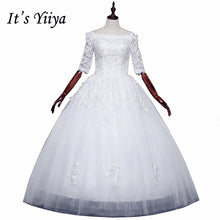 Load image into Gallery viewer, Free shipping 2017 Summer Sleeves Lace Boat Neck Wedding Dresses Plus size Princess Bride Gowns Vestidos De Novia HS252
