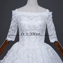 Load image into Gallery viewer, Free shipping 2017 Summer Sleeves Lace Boat Neck Wedding Dresses Plus size Princess Bride Gowns Vestidos De Novia HS252

