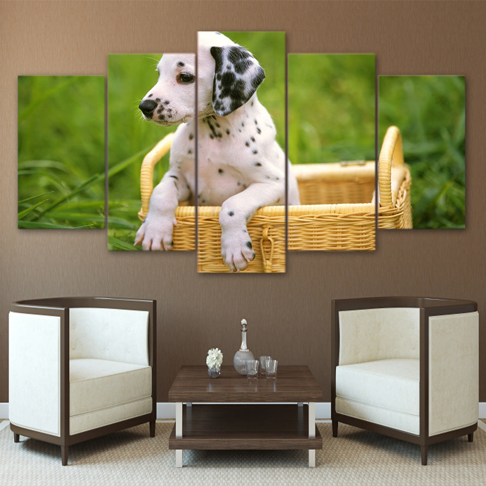 HD Printed 5 Piece Canvas Art Cute Pet Dalmatian Painting Canidae Poster Wall Pictures for Living Room Free Shipping NY-6965A