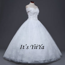 Load image into Gallery viewer, Free Shipping Appliques Wedding dresses Strapless Vestidos De Novia Off white dress Bridal Ball gowns Sleeveless Frocks IY032
