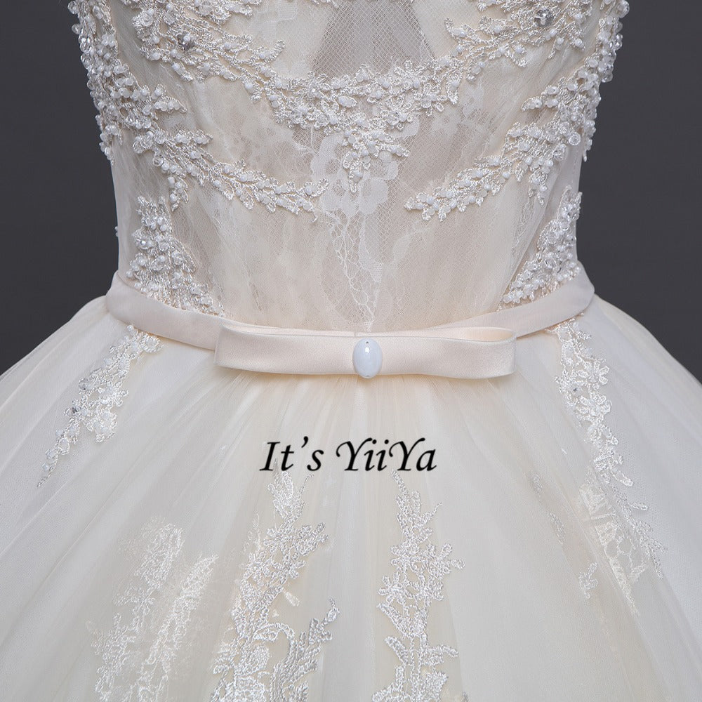 Vestidos De Novia  Free Shipping Ivory Wedding dresses Bridal Ball gowns Sexy Sleeveless Frocks Lace Simple shoulder dress IY026