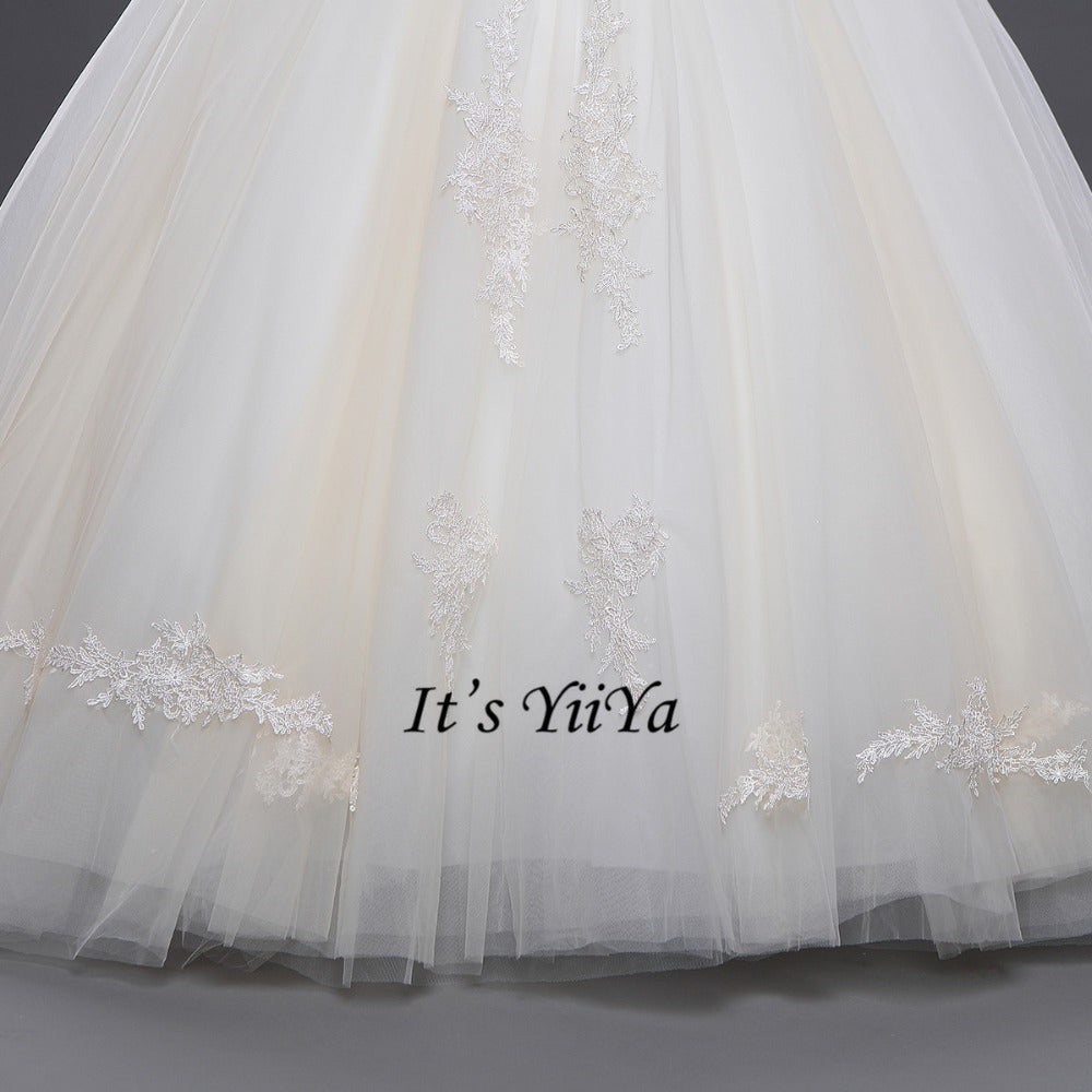 Vestidos De Novia  Free Shipping Ivory Wedding dresses Bridal Ball gowns Sexy Sleeveless Frocks Lace Simple shoulder dress IY026
