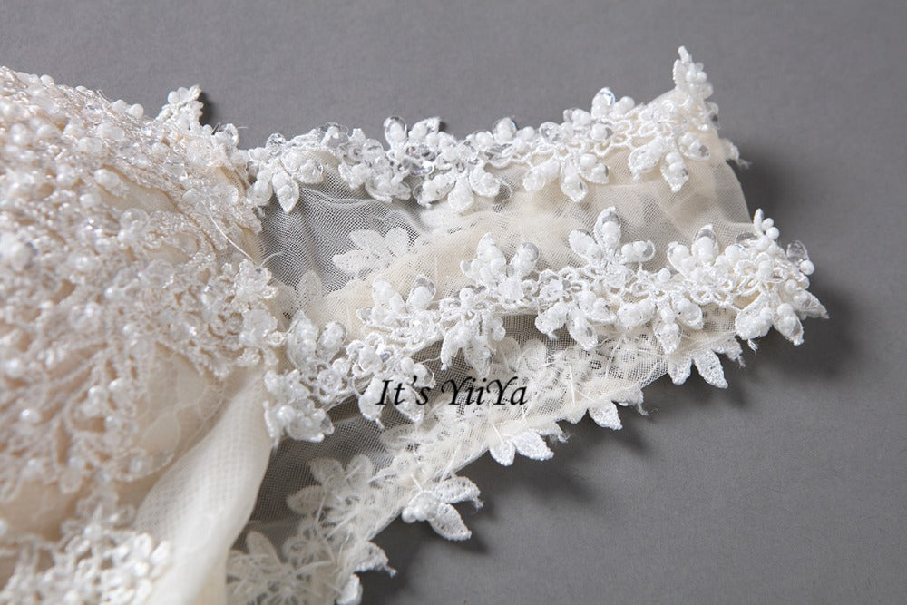 Vestidos De Novia  Free Shipping Ivory Wedding dresses Bridal Ball gowns Sexy Sleeveless Frocks Lace Simple shoulder dress IY026