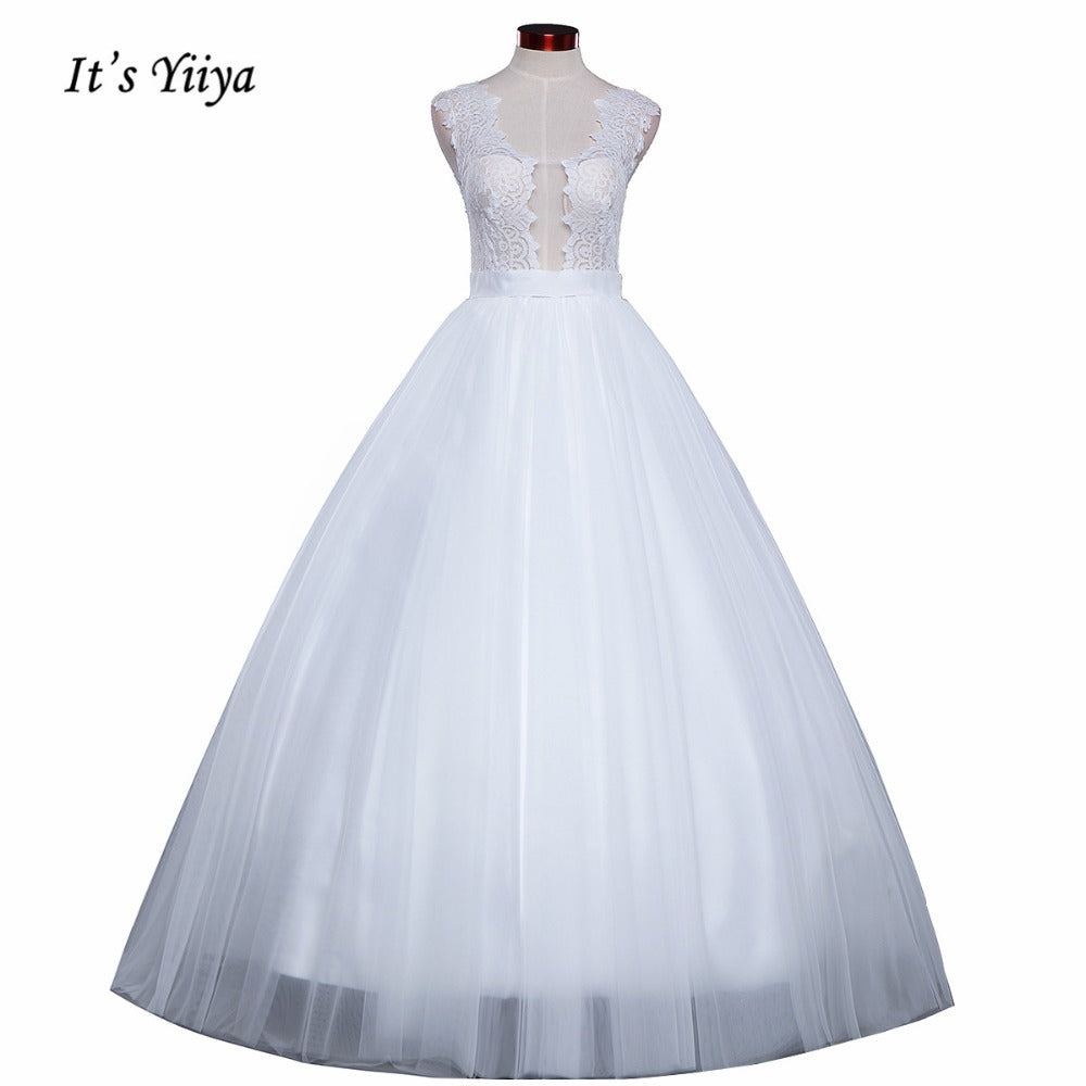 Vestidos De Novia  Free Shipping Built in Bra Simple  Off white Wedding dresses Bridal Ball gowns Sexy Sleeveless Frocks IY024
