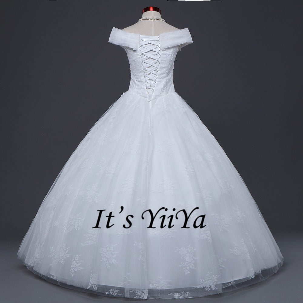 Free Shipping Vestidos De Novia Off white Bridal dress Sweatheart Bridal Ball gowns Sleeveless Frocks Lace Wedding dresses IY028
