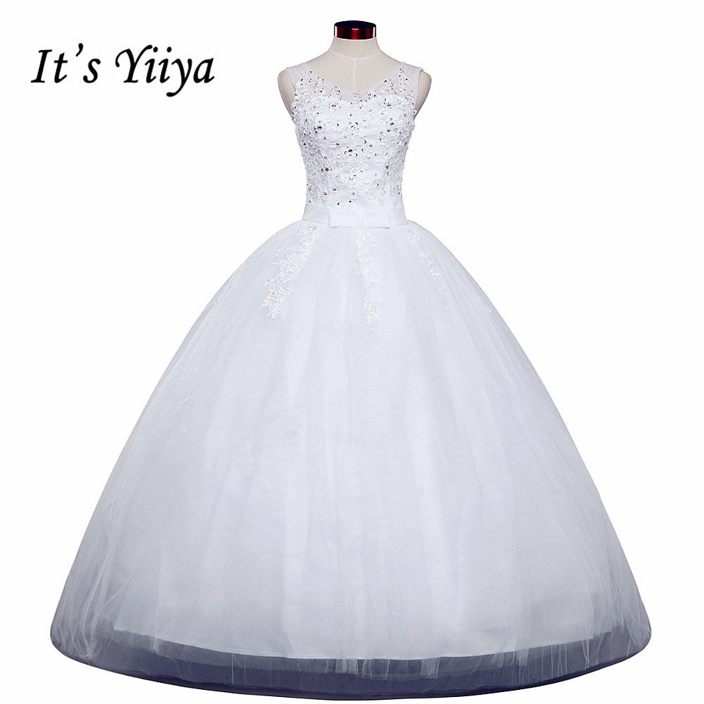 Free shipping 2016 V-neck White Bride Princess Fashion Vestidos De Novia Bride Wedding Ball Gowns Cheap Wedding Frocks HS227