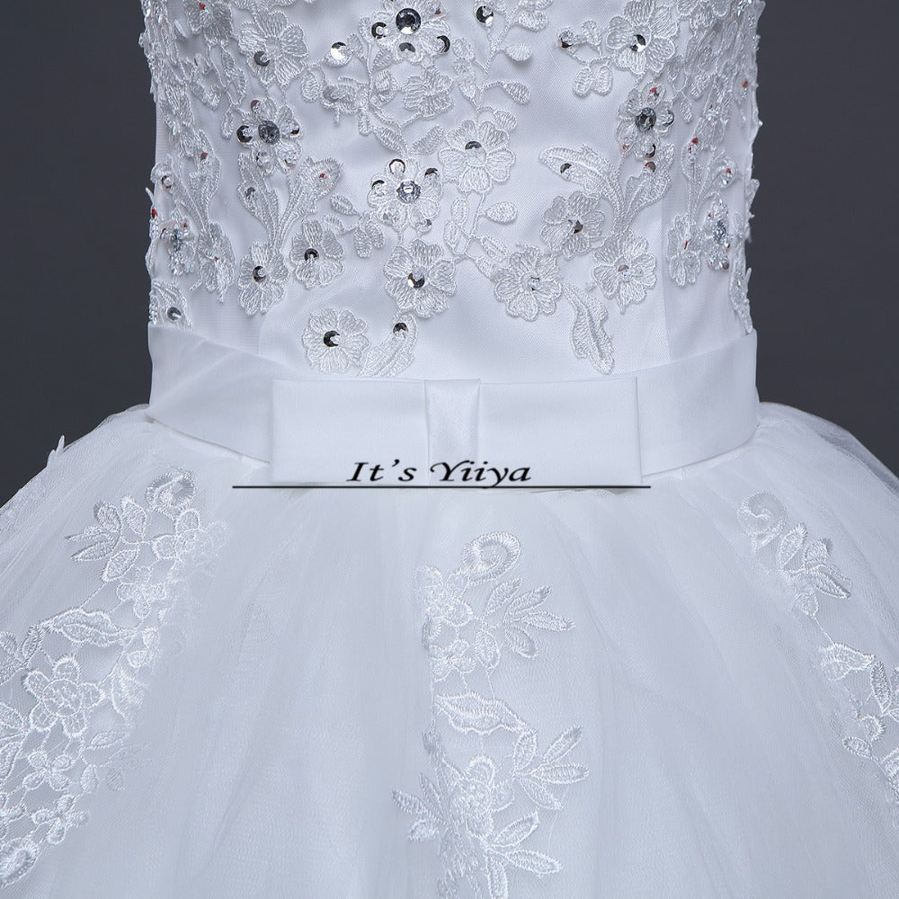 Free shipping 2016 V-neck White Bride Princess Fashion Vestidos De Novia Bride Wedding Ball Gowns Cheap Wedding Frocks HS227