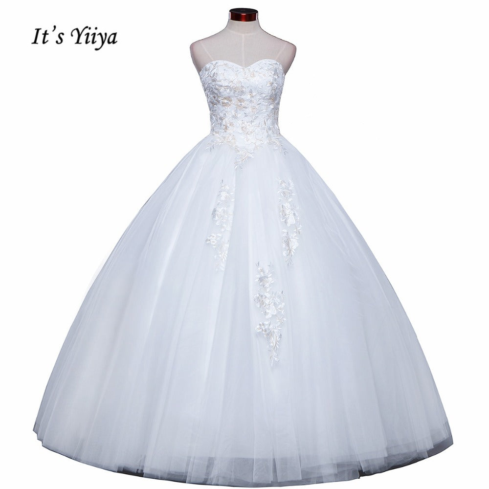 2017 New Free shipping Strapless Sleeveless Wedding Dresses Plus size Ball Gowns Appliques Frocks dress Vestidos De Novia IY009