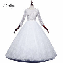 Load image into Gallery viewer, Free Shipping Wedding dresses O-neck Vestidos De Novia Off white dress Bridal Ball gowns Long sleeve Frocks Appliques IY031
