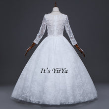 Load image into Gallery viewer, Free Shipping Wedding dresses O-neck Vestidos De Novia Off white dress Bridal Ball gowns Long sleeve Frocks Appliques IY031
