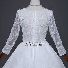 Load image into Gallery viewer, Free Shipping Wedding dresses O-neck Vestidos De Novia Off white dress Bridal Ball gowns Long sleeve Frocks Appliques IY031
