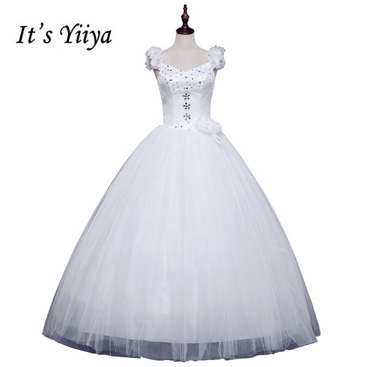Free shipping 2017 New off White Sleeveless Princess Vestidos De Novia Bride Wedding Gowns Wedding Frocks Dress Ball Gowns H21