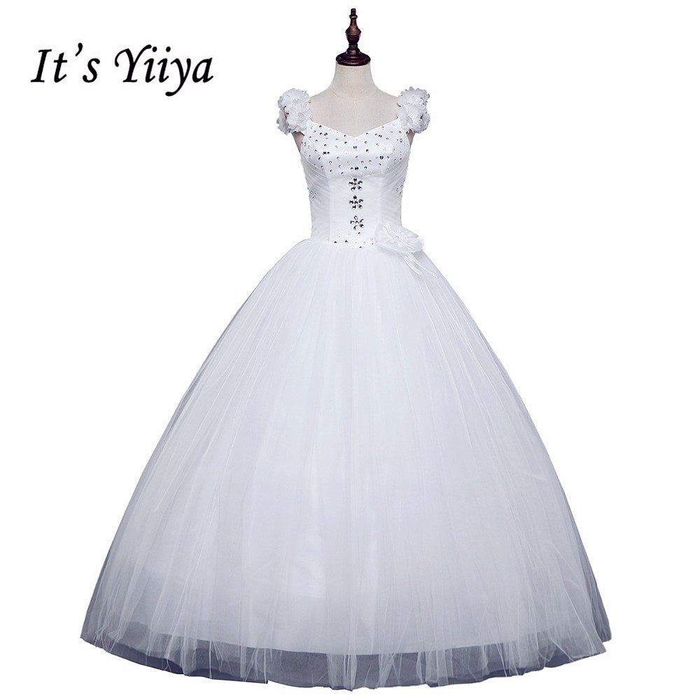 Free shipping 2017 New off White Sleeveless Princess Vestidos De Novia Bride Wedding Gowns Wedding Frocks Dress Ball Gowns H21
