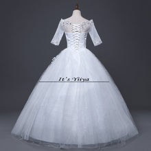 Load image into Gallery viewer, Free shipping YiiYa Red Boat Neck Wedding Dresses Bride Princess Ball Gowns Cheap Bridal Vestidos De Novia Half Sleeves XXN144
