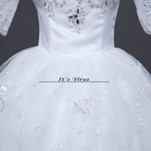 Load image into Gallery viewer, Free shipping YiiYa Red Boat Neck Wedding Dresses Bride Princess Ball Gowns Cheap Bridal Vestidos De Novia Half Sleeves XXN144
