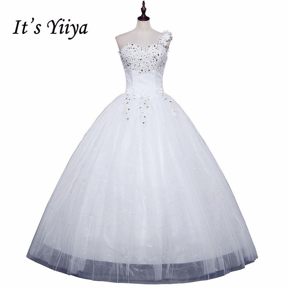 Free Shipping New 2016 Wedding dresses White Bride Wedding frocks Princess Fashon gowns Lace up Bridal Vestidos De Novia H48