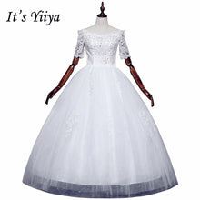 Load image into Gallery viewer, Free shipping 2017 Summer Half Sleeves Lace Boat Neck Wedding Dresses Plus size Princess Bride Gowns Vestidos De Novia HS259
