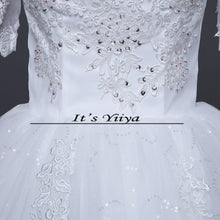 Load image into Gallery viewer, Free shipping 2017 Summer Half Sleeves Lace Boat Neck Wedding Dresses Plus size Princess Bride Gowns Vestidos De Novia HS259
