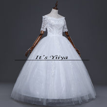 Load image into Gallery viewer, Free shipping 2017 Summer Half Sleeves Lace Boat Neck Wedding Dresses Plus size Princess Bride Gowns Vestidos De Novia HS259
